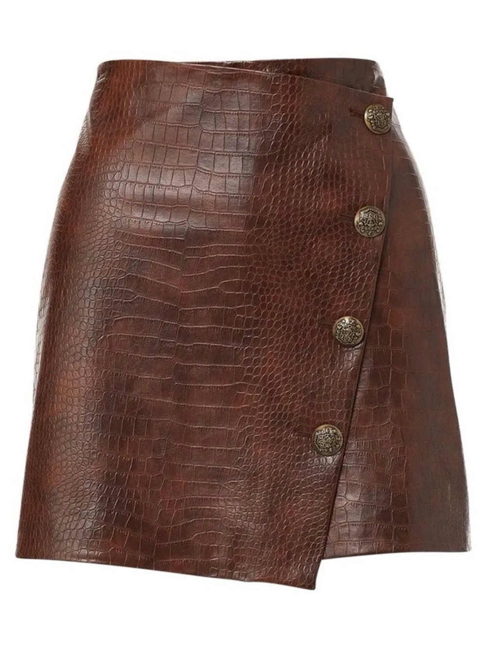 Veronica Beard Crocodile Embossed Mini Skirt in Chicory Brown Dinard Size 0